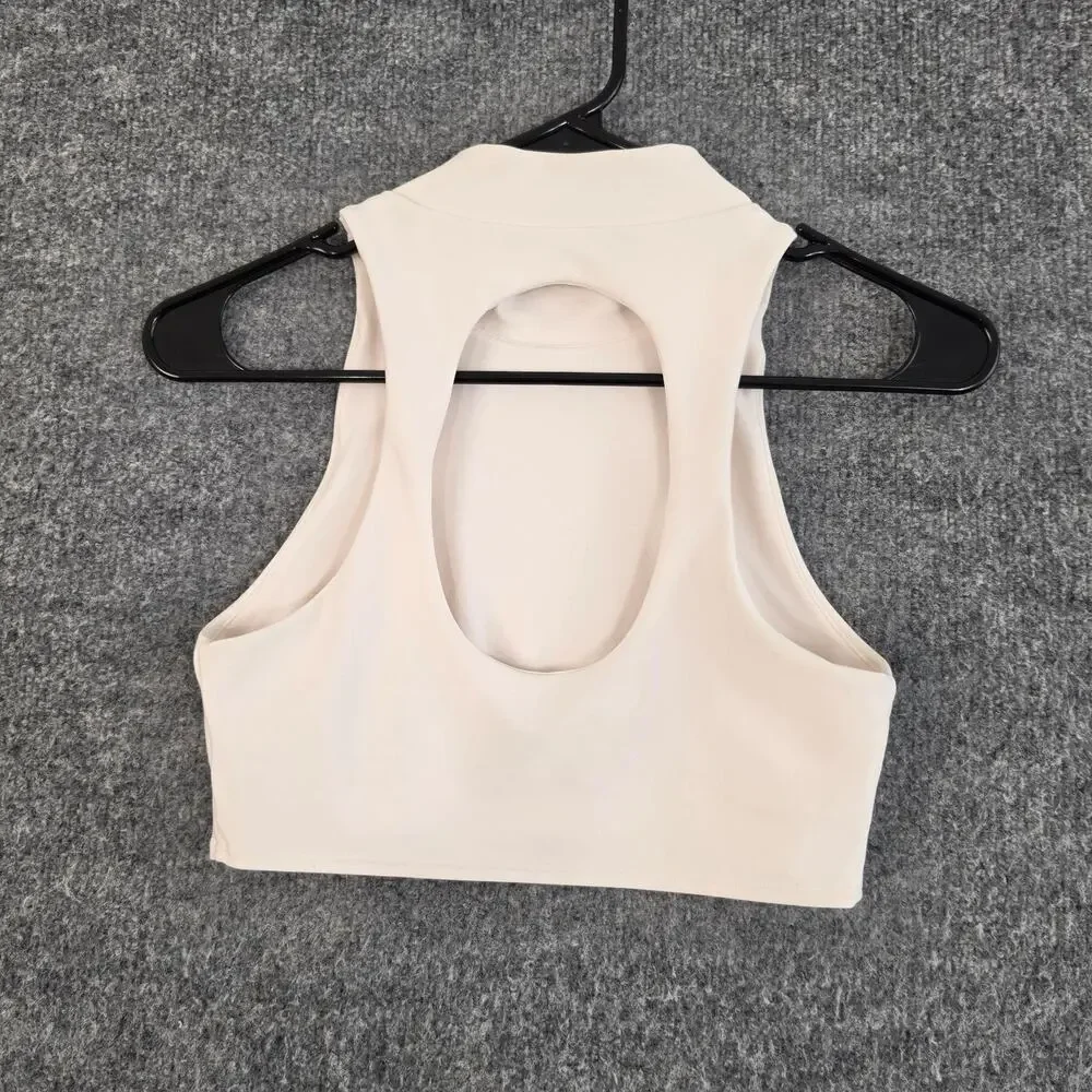 Alo Yoga Sports Bra Women Small High Neck Longline White Racerback Yoga Pilate